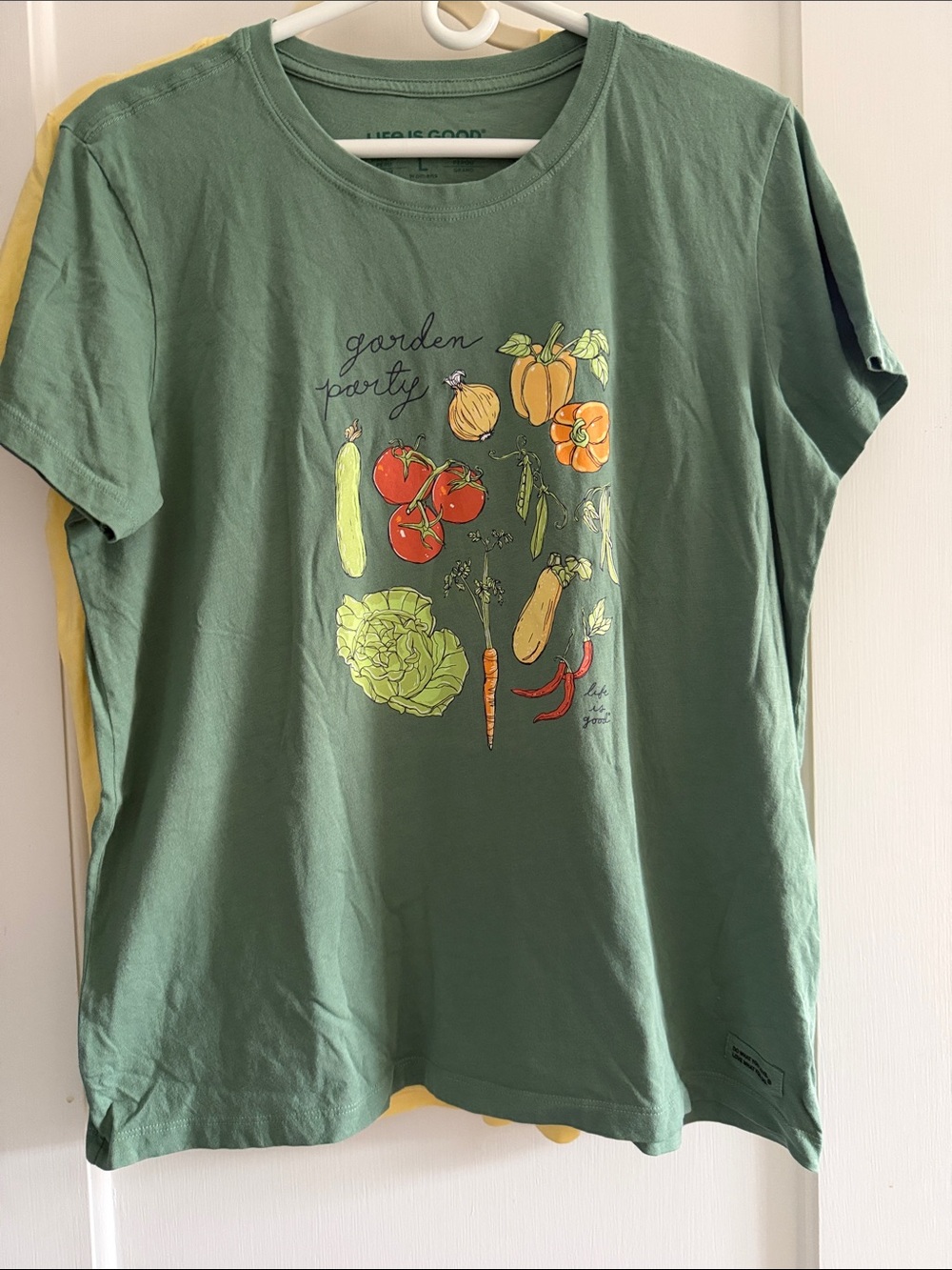 Life Is Good Green Short Sleeve Tee with Garden Veggie Print